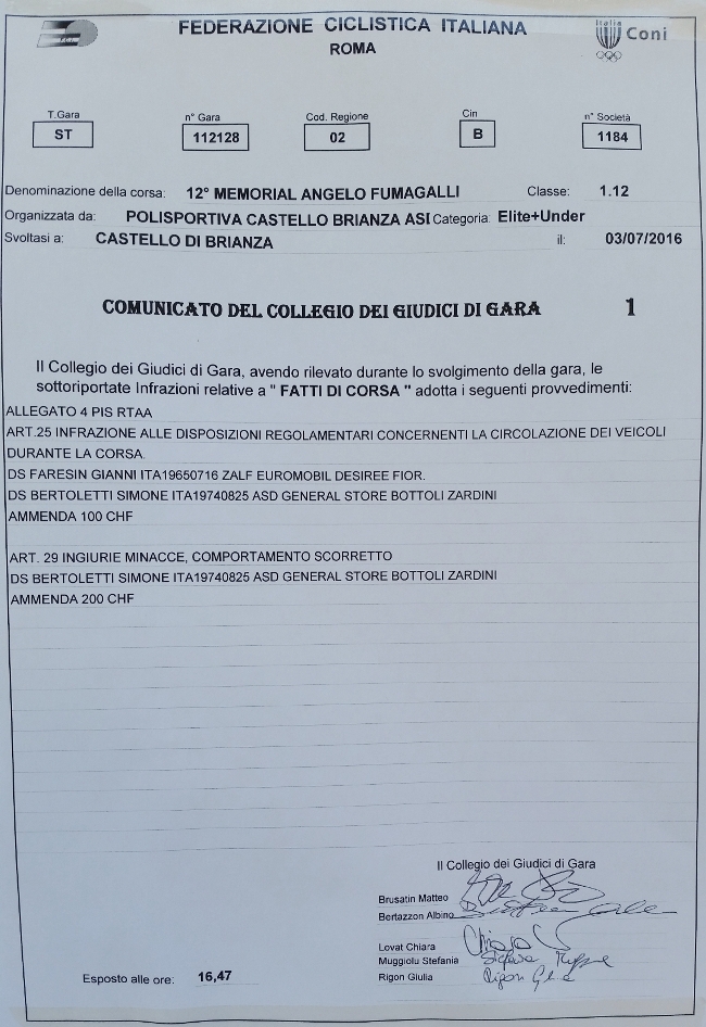 03.07.16 - COMUNICATO COLLEGIO GIURIA FCI