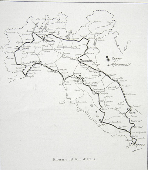 PERCORSO UFFICIALE DEL 1^ GIRO D'ITALIA 1909
