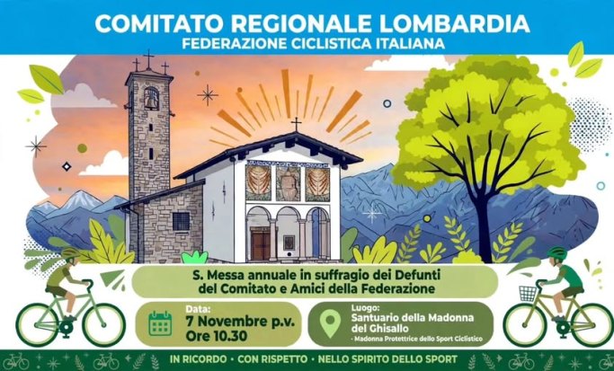Santuario Madonna del Ghisallo/Magreglio (Como) – Sabato 7 Novembre 2026 nel Santuario della Madonna del Ghisallo sarà celebrata la Santa Messa in suffragio dei Defunti del Comitato e degli Amici della Federazione
